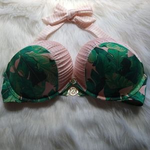 Victoria's Secret Bombshell Swim Bikini Top~Pink Exotic Tropical Palm!